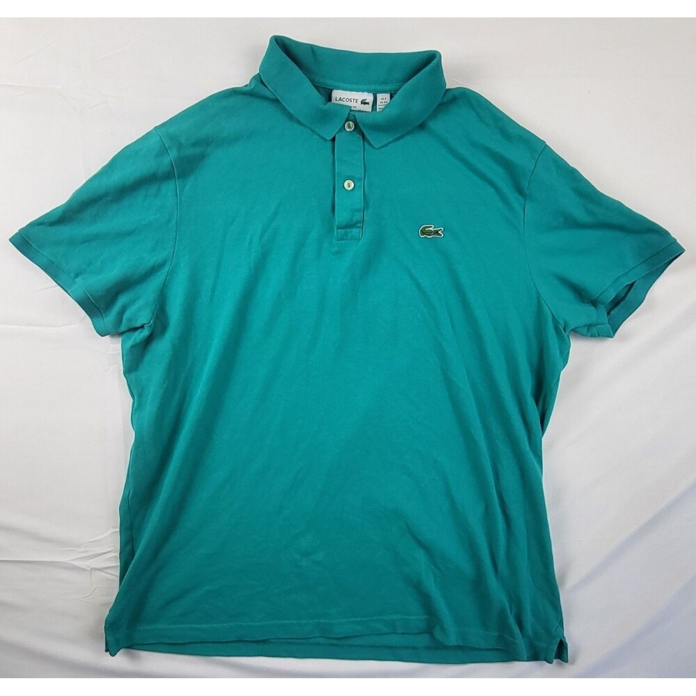 Lacoste Polo Shirt Mens 3XL Turquoise Classic Fit Croc Logo Short Sleeve Casual